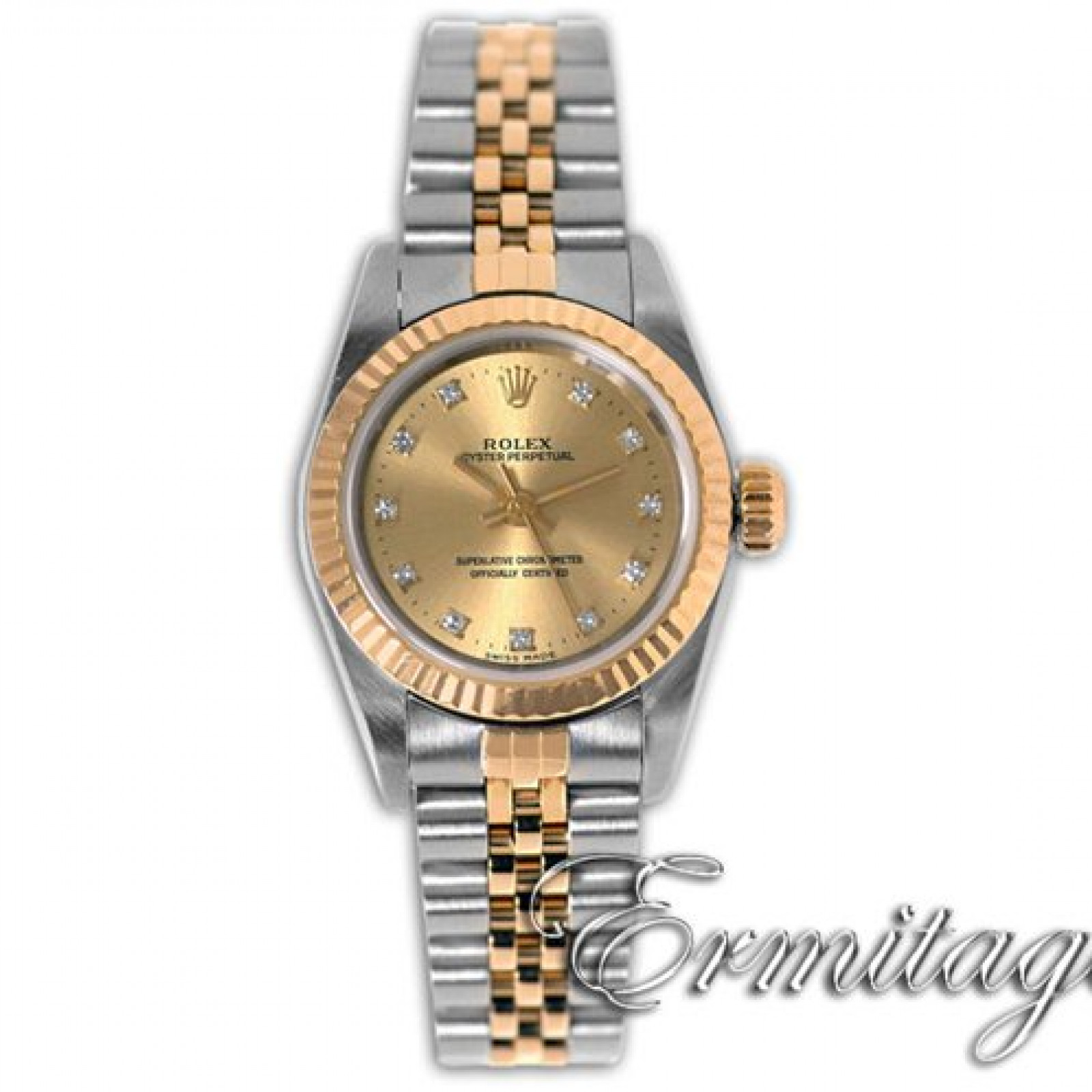 Pre-Owned Two Tone Rolex Oyster Perpetual 67193 with Diamonds